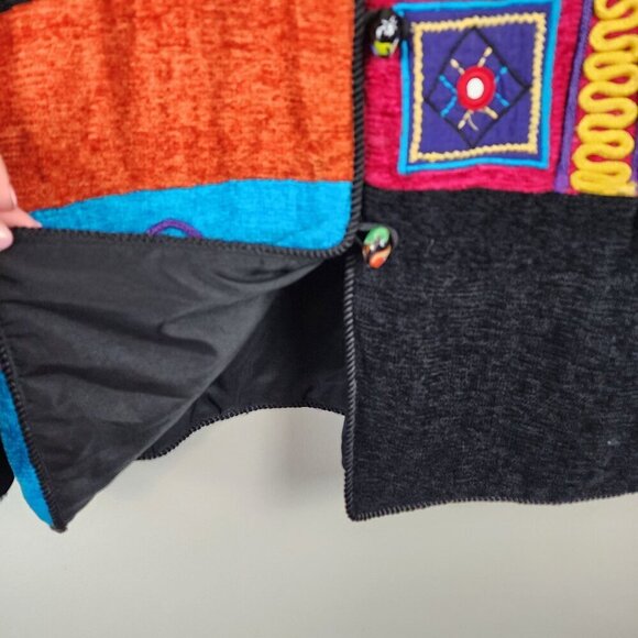 Allure Jacket Sz M women Colorful Patchwork Art to Wear Embroidered - Picture 8 of 14
